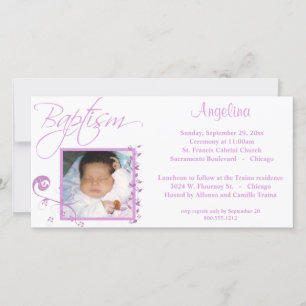 Baptême rose clair Invitation photo