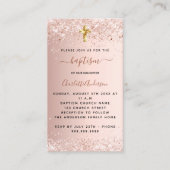 Baptême rose d'or croix invitation (Devant)