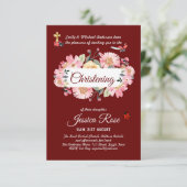 Baptême rose floral Invitations (Debout devant)