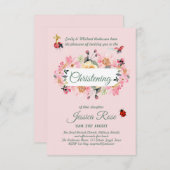 Baptême rose floral Invitations (Devant / Derrière)