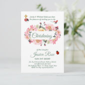 Baptême rose floral Invitations (Debout devant)
