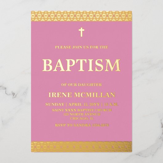 Baptême rose or Invitation à huile (Recto)