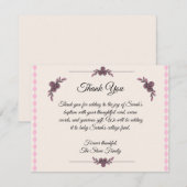 Baptême rose pour la petite fille Carte de remerci (Devant / Derrière)