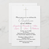 Baptême rose Triplet Invitation (Devant / Derrière)