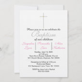 Baptême rose Triplet Invitation (Devant)