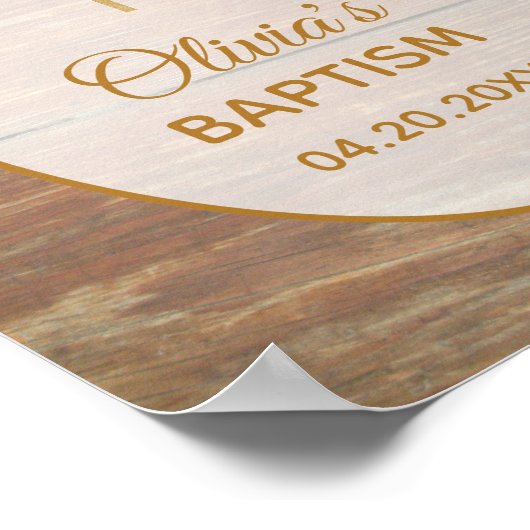 Baptême rustique Fleurs de soleil Bois Affiche de  (Coin)