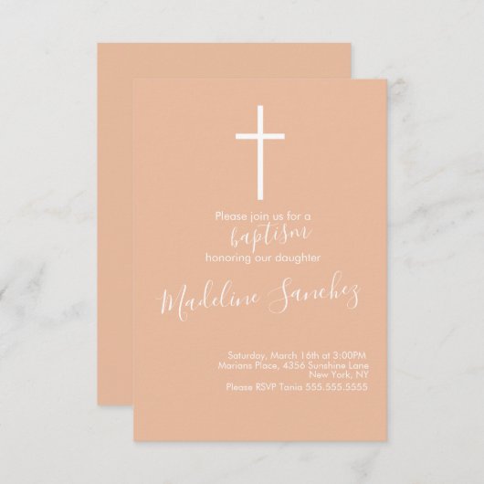 Baptême simple Cross Baby Dedication Invitation (Devant / Derrière)