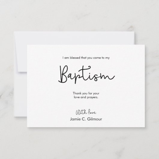 Baptême simple et élégant carte de remerciements b (Dos)