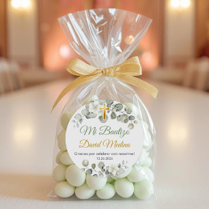 Baptême Sticker espagnol Bautismo Feuille vert mig