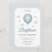 Baptême Style Baptême Invitation en bleu (Devant / Derrière)