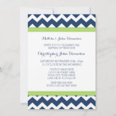 Baptême Vert Bleu Chevron Invitation (Dos)