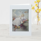 Baptême vintage / Carte de voeux pour le baptême (Fleur jaune)