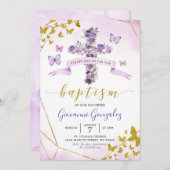 Baptère pourpre et Baptême floral Invitation (Devant / Derrière)