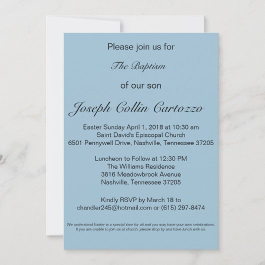 Baptisim Invite Kaart (Voorkant)