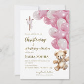 Baptism and first birthday invitation with balloon (Devant)