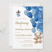 Baptism and first birthday invitation with balloon (Devant)