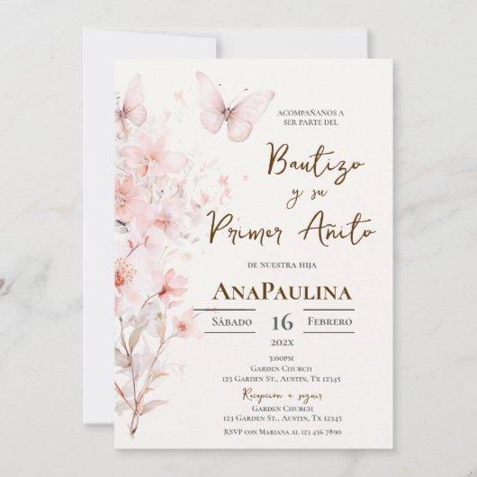 Baptism and first year invitation in Spanish (Devant)