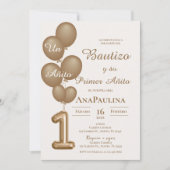 Baptism and first year invitation in Spanish Kaart (Voorkant)