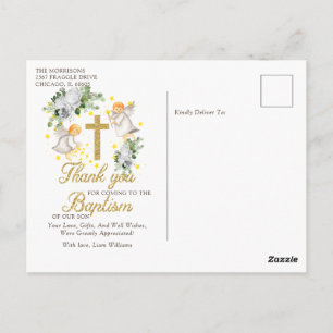 Baptism Angels Glitter Dank u Briefkaart