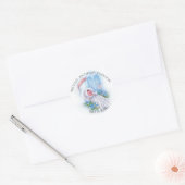 Baptism Baby Boy Blue Flowers Cross Ronde Sticker (Envelop)