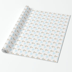 Baptism Baby Boy Blue Wrapping Paper Cadeaupapier