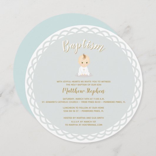 Baptism Baby Boy Kaart (Voorkant / Achterkant)