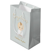 Baptism Baby Boy Medium Cadeauzakje (Voorkant Gekanteld)