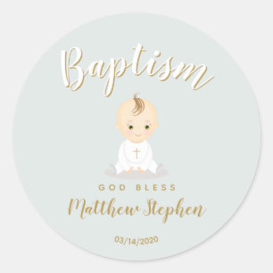 Baptism Baby Boy Ronde Sticker