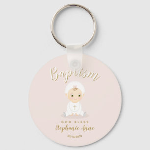 Baptism Baby Girl met Bonnet Sleutelhanger
