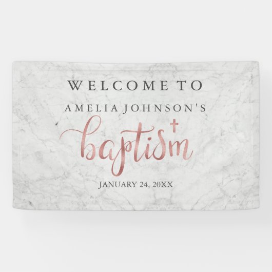 Baptism Banner Marble Roos Gold (Horizontaal)