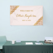 Baptism Banner Pink Gold Lace (Beurs)