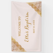 Baptism Banner Pink Gold Lace (Verticaal)