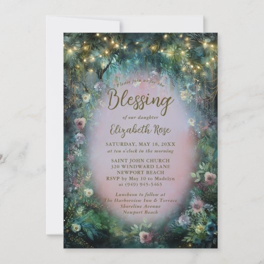 Baptism Blessing Enchanted Garden Roses Fairytale Kaart (Voorkant)