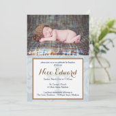 Baptism Blessings Blue Christening Invitation Kaart (Staand voorkant)