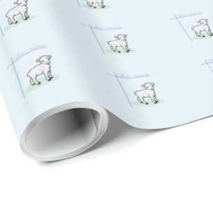 Baptism Blue Boy Lamb,  Cadeaupapier