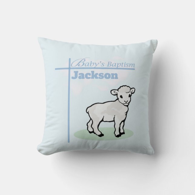 Baptism Blue Boy Lamb,  Kussen (Voorkant)