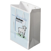 Baptism Blue Boy Lamb,  Medium Cadeauzakje (Achterkant Gekanteld)