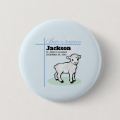 Baptism Blue Boy Lamb,  Ronde Button 5,7 Cm (Voorkant)