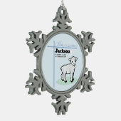 Baptism Blue Boy Lamb, Tin Sneeuwvlok Ornament (Links)