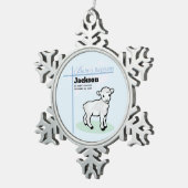 Baptism Blue Boy Lamb, Tin Sneeuwvlok Ornament (Rechts)