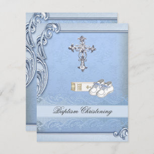 Baptism Blue Cross Boy Damask Bijbelschotels Kaart