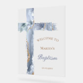 Baptism | blue cross welcome sign (Angle)