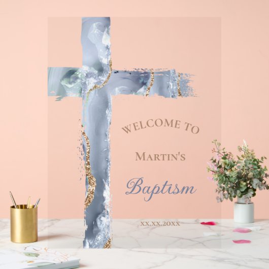 Baptism | blue cross welcome sign (Mariage)