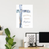 Baptism | blue cross welcome sign poster (Thuiskantoor)