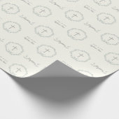 Baptism Blue en Green Leaf Wreate Cadeaupapier (Hoek)