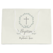 Baptism Blue en Green Leaf Wreate Groot Cadeauzakje (Voorkant)