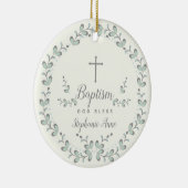 Baptism Blue en Green Leaf Wreate Keramisch Ornament (Rechts)