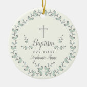 Baptism Blue en Green Leaf Wreate Keramisch Ornament (Voorkant)