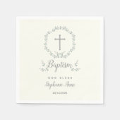 Baptism Blue en Green Leaf Wreate Servet (Voorkant)