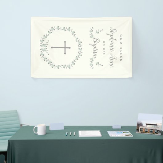Baptism Blue en Green Leaf Wreate Spandoek (Beurs)
